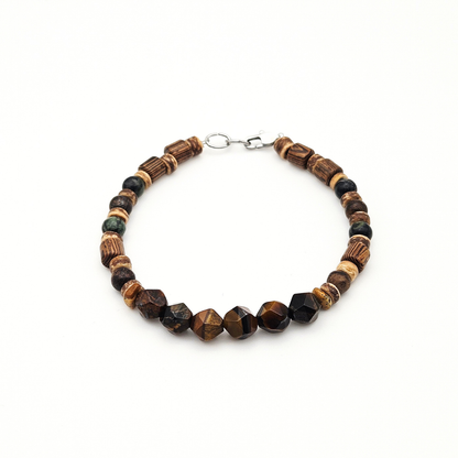 MEN BRACELET TIGER'S EYE WITH BRONZITE & JASPER